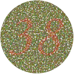Das Bild zeigt eine Farbtafel zur Diagnose einer Rotblindheit