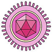 Man sieht die schematische Darstellung eines Herpesvirus.