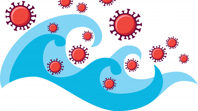 Grafik einer Welle mit Coronaviren