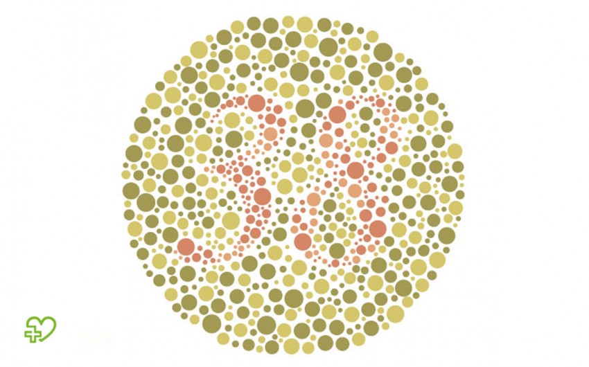 Das Bild zeigt eine Farbtafel zur Diagnose einer Rotblindheit