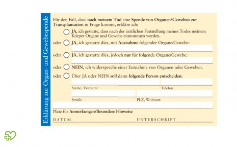 Rückseite des Organspendeausweises.